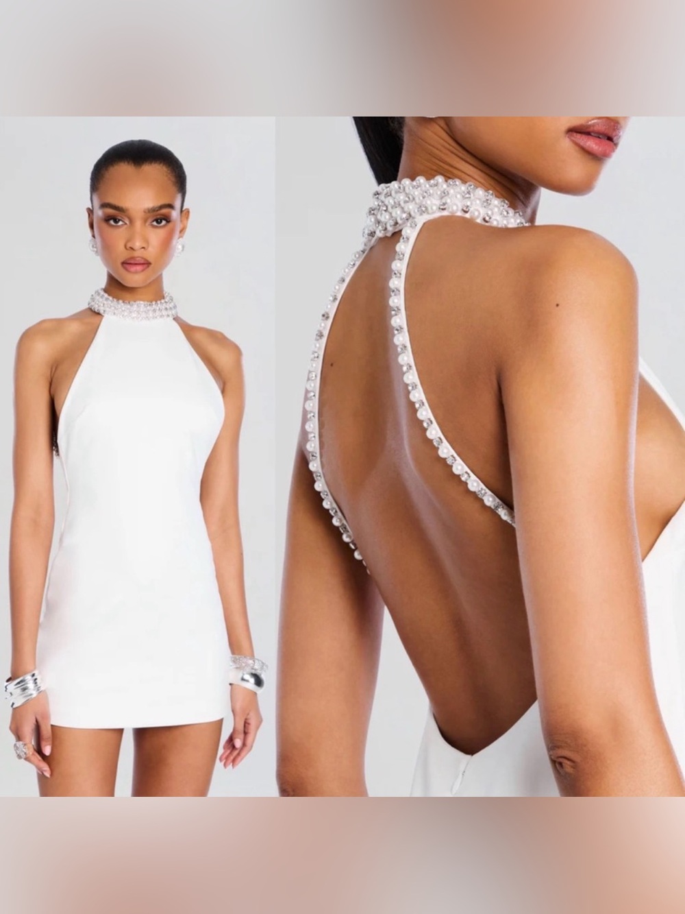 Retrofete Penelope Mini Dress White/Silver NWT Size Medium